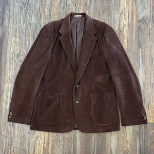 Vtg Bertini for Fantastic International Brown Corduroy Blazer Jacket Mens 46L